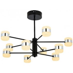 METAL LED AND ACRYLIC BLACK COLOR AND CHROME PLATED CHANDELIER 65 CM DIAMETER LOAD: 50 CM